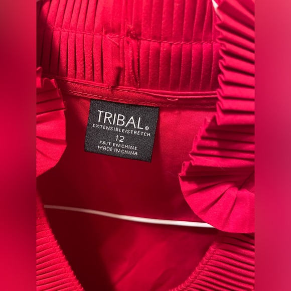 Tribal red ruffle sleeveless shirt size 12 - Picture 5 of 6